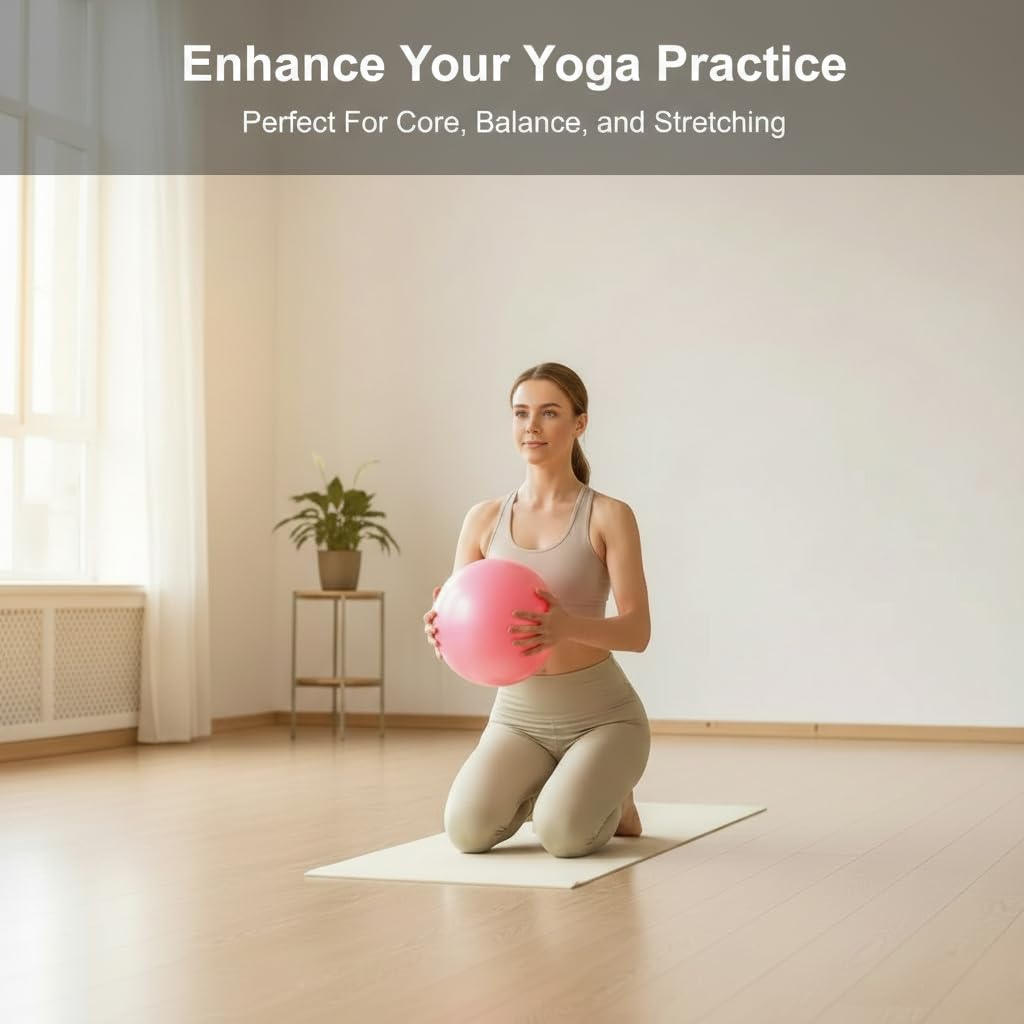 WZYXKRYN Exercise Ball, 9 Inch PVC Pilates Ball, for Physical Therapy, Yoga and Core Training (1Pink&1Purple)