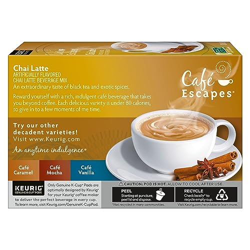 Café Escapes Chai Latte, Single-Serve K-Cup Pods, 60 Count