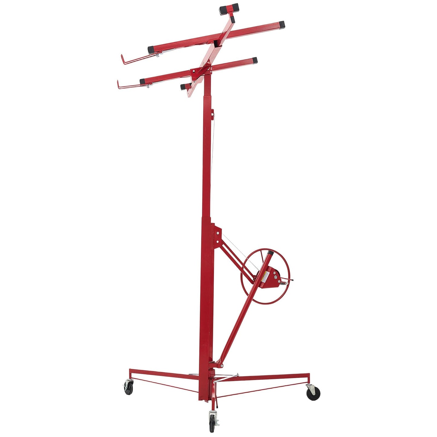 VEVOR 11ft Drywall Lift, Heavy-Duty 150 lbs Sheetrock Hoist with Adjustable Telescoping Arm, Lockable Wheels, Drywall Lifter Panel Jack Hoist Tools Ideal for Ceiling & Wall Installation (Red)