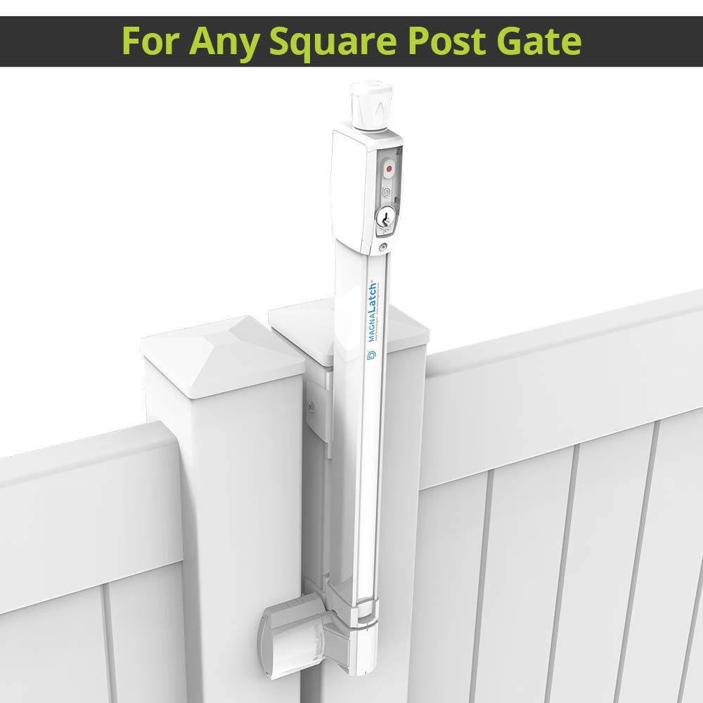 D&D Technologies ML3TPKAWT MagnaLatch Top Pull 20-inch Gate Latch, Magnetic Lock System, Professional-Grade Pool & Child Safety Gate Latch, Weather-Resistant Hardware, Any Square Gate Frame and Post