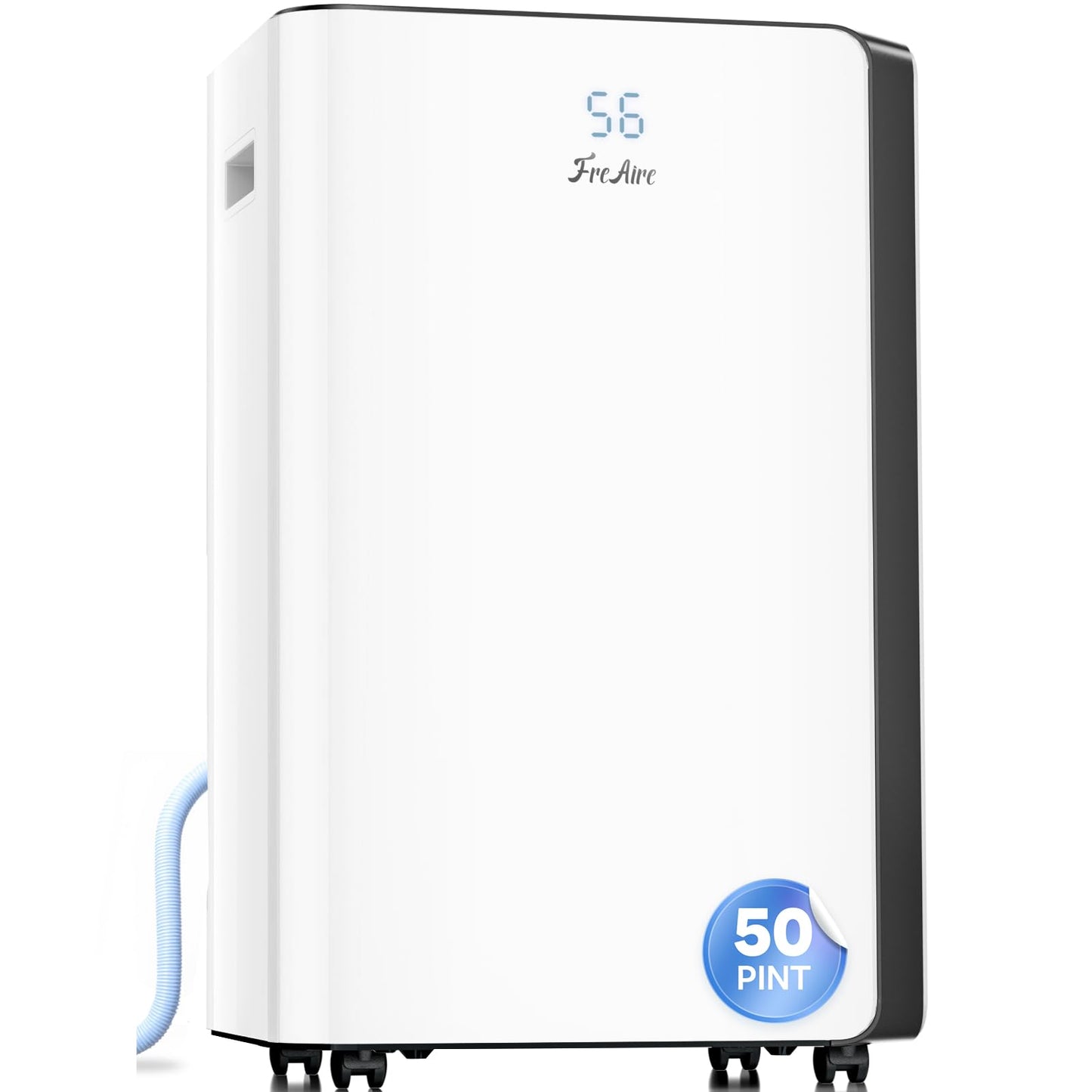 FreAire 54Pint Dehumidifier for 4500Sq.Ft, Compressor Dehumidifiers for Home, Front Humidity Value Display&Quiet Dehumidifier for Basement, Bedroom, Bathroom, with Drain Hose, 1.13 Gallon Water Tank