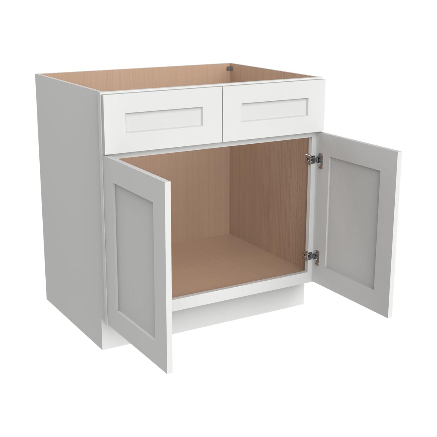 HCIOAN Solid Wood Frame Shaker Style RTA Sink Base Cabinet - 2 Doors, 1 False Drawer for Kitchen, Bathroom Vanity, Office Washroom (SK-Origami White, 27" W x 24" D x 34.5" H)