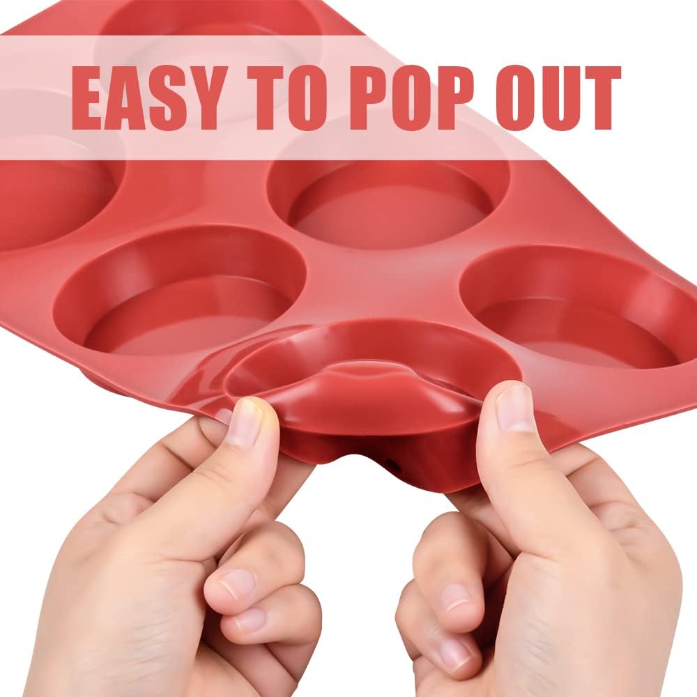 CAKETIME Silicone Egg Molds - 3" Round Muffin Top Pan for Whoopie Pies, Egg Bites & Tarts | 1 Pack