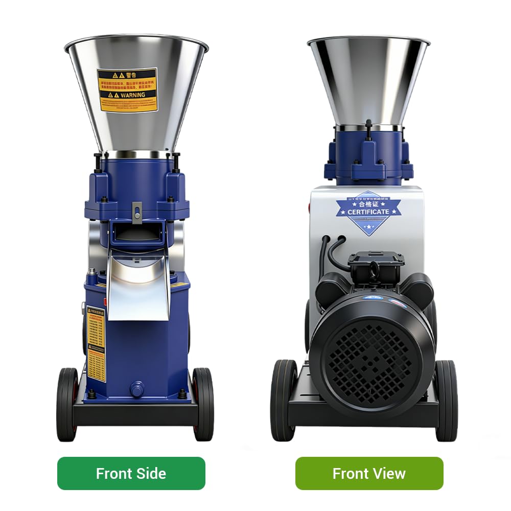 160 Feed Pellet Machine 5.5 kW 110V 60Hz US Voltage Three Roller Flat Die 4 mm Disc 100 to 200 kg per Hour for Chicken Duck Goose Pig Rabbit Feed