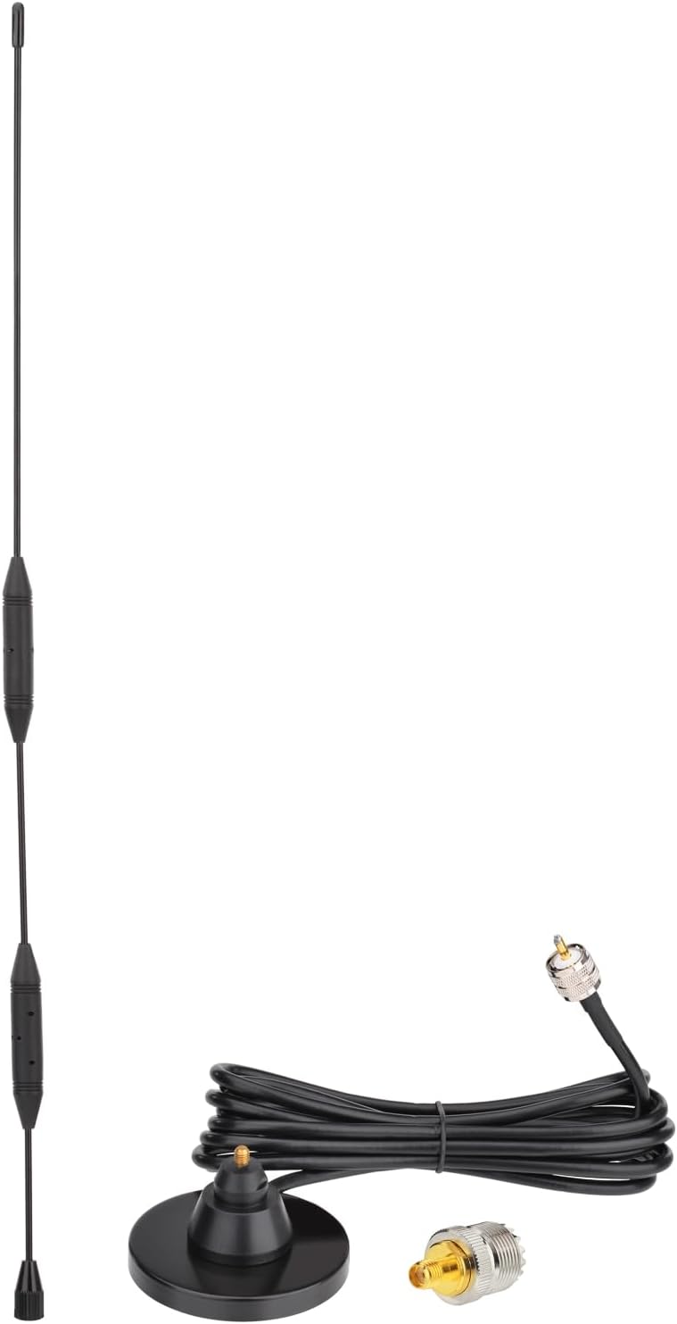 Eightwood 136-174MHz 400-480MHz PL259 SO239 Car Mobile Ham Radio Antenna High Gain Dual Band VHF UHF Male Antennae