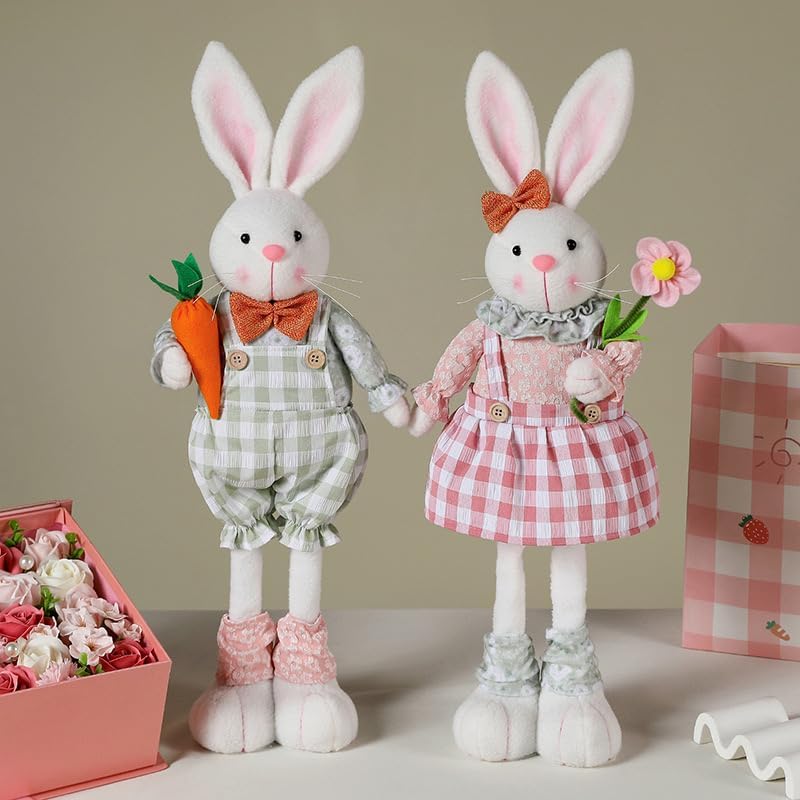 Stretch Legs Easter Bunny Plush Decoration - Adorable Figurine for Spring Home Decor | Green