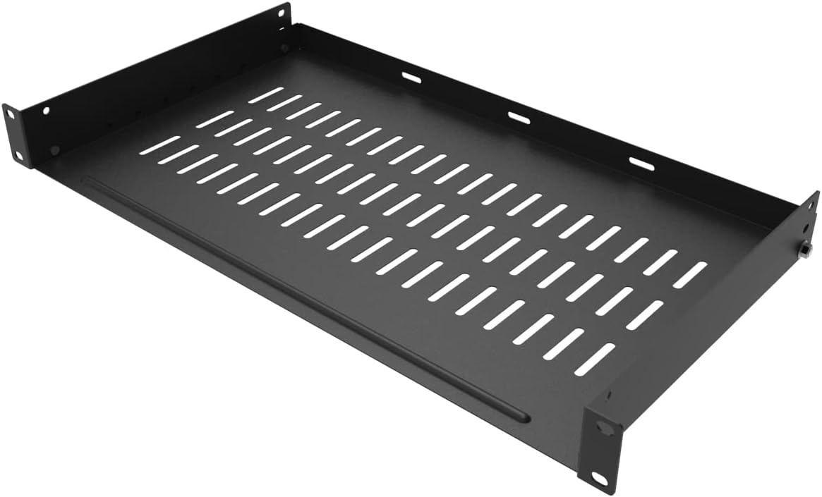 JINGCHENGMEI 1U 10 inches 19 Inches Vented Server Rack Shelf Disassembled Deep Universal Rack Tray No Lip for Network