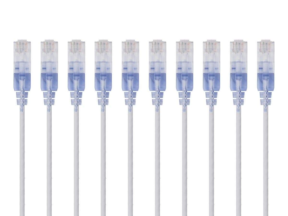 Cat6A 5 (10 Pack) RJ45 550Mhz 10G 30AWG Monoprice Ethernet Patch Cable - Feet - Orange Snagless UTP Pure Bare Copper