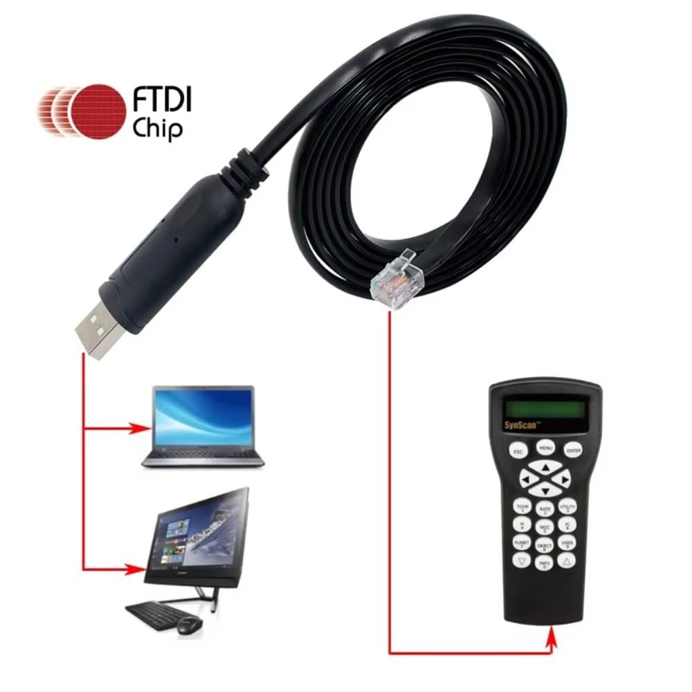 RS232 RJ11 6P6C Communication FT231XS (1.8M) USB Serial to Hand Control PC Link Firmware Upgrade Cable