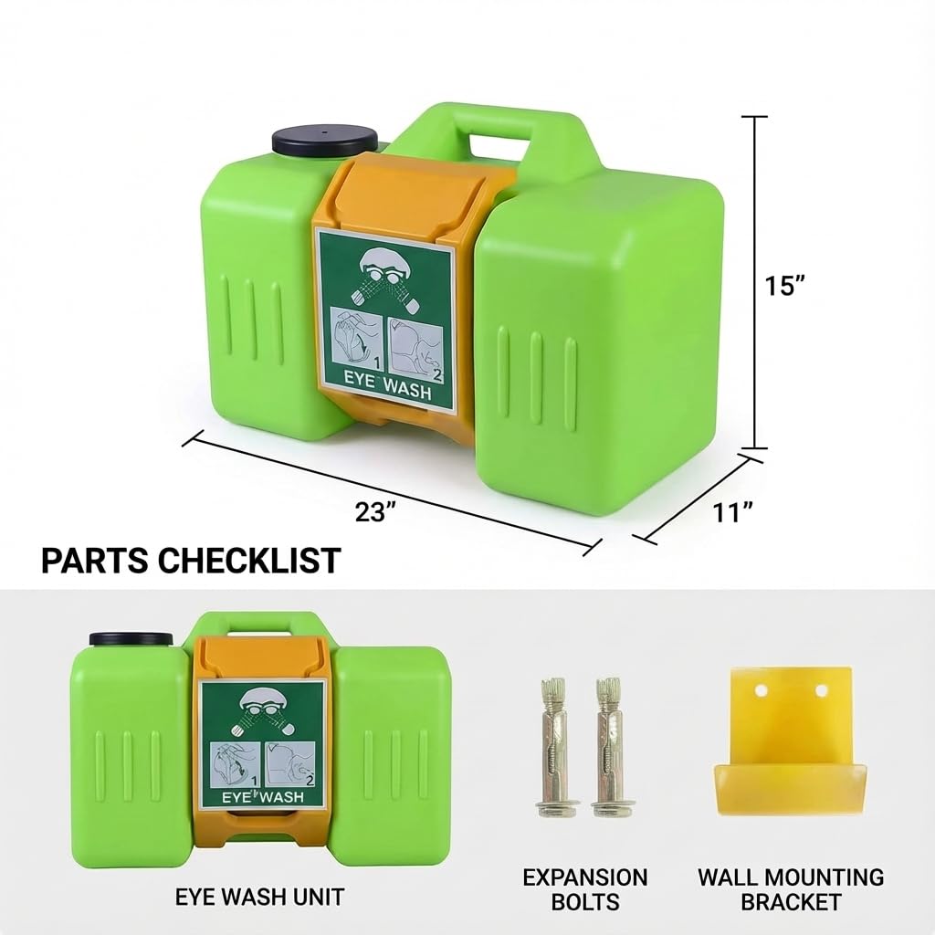 GOL-SIV 9Gallon Portable Eyewash Station Units - OSHA Approved Emergency Eye Wash Stations Wall Mounted,First Aid,Lasting for 15 Minutes