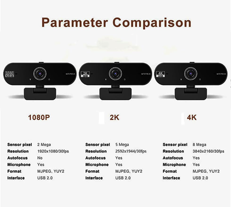 Generic 4K Hprosper Webcam with Microphone for PC, Wide Angle Computer Camera USB Streaming Webcam, Plug & Play