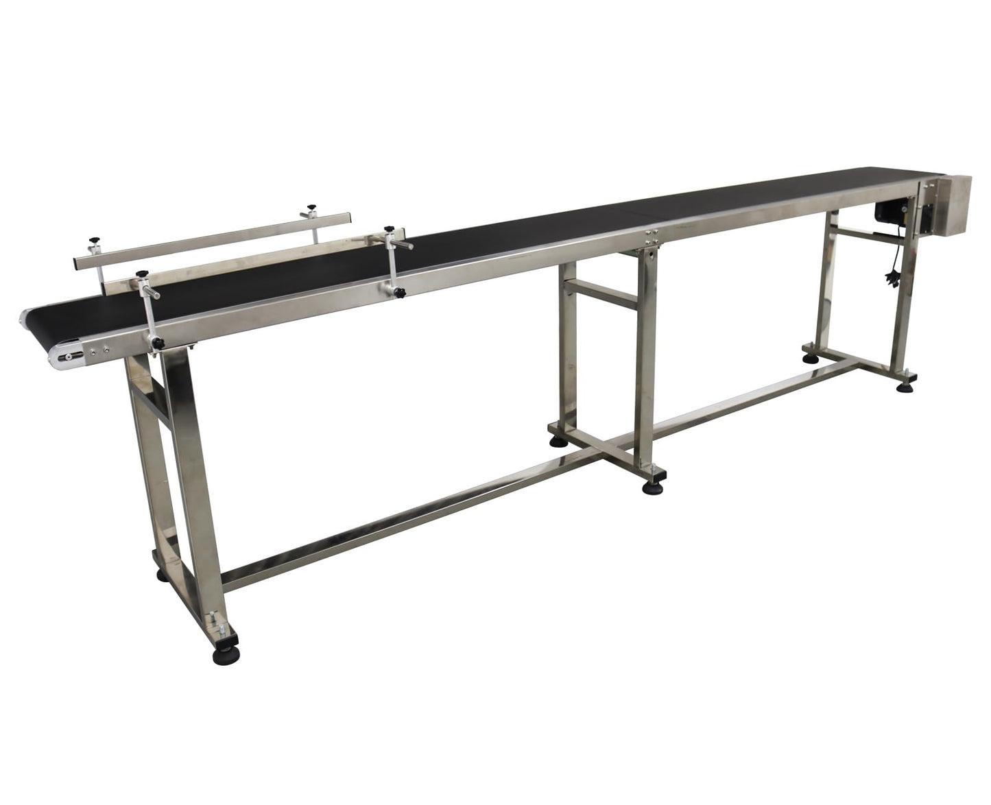Yokoma Belt Conveyor Packaging Machine with Double Guardrails Stainless Steel Electric Flat PVC Belt Conveyor Black 118inch*15.7inch 250W 110V