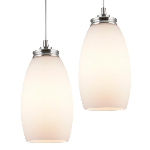 Kira Home Coast 7" Set of 2 Frosted Glass Shades, Satin White Oval Replacement Glass Globes, 1-5/8" Fitter Opening for Threaded Medium Base Socket, 7.5" x 4.5"