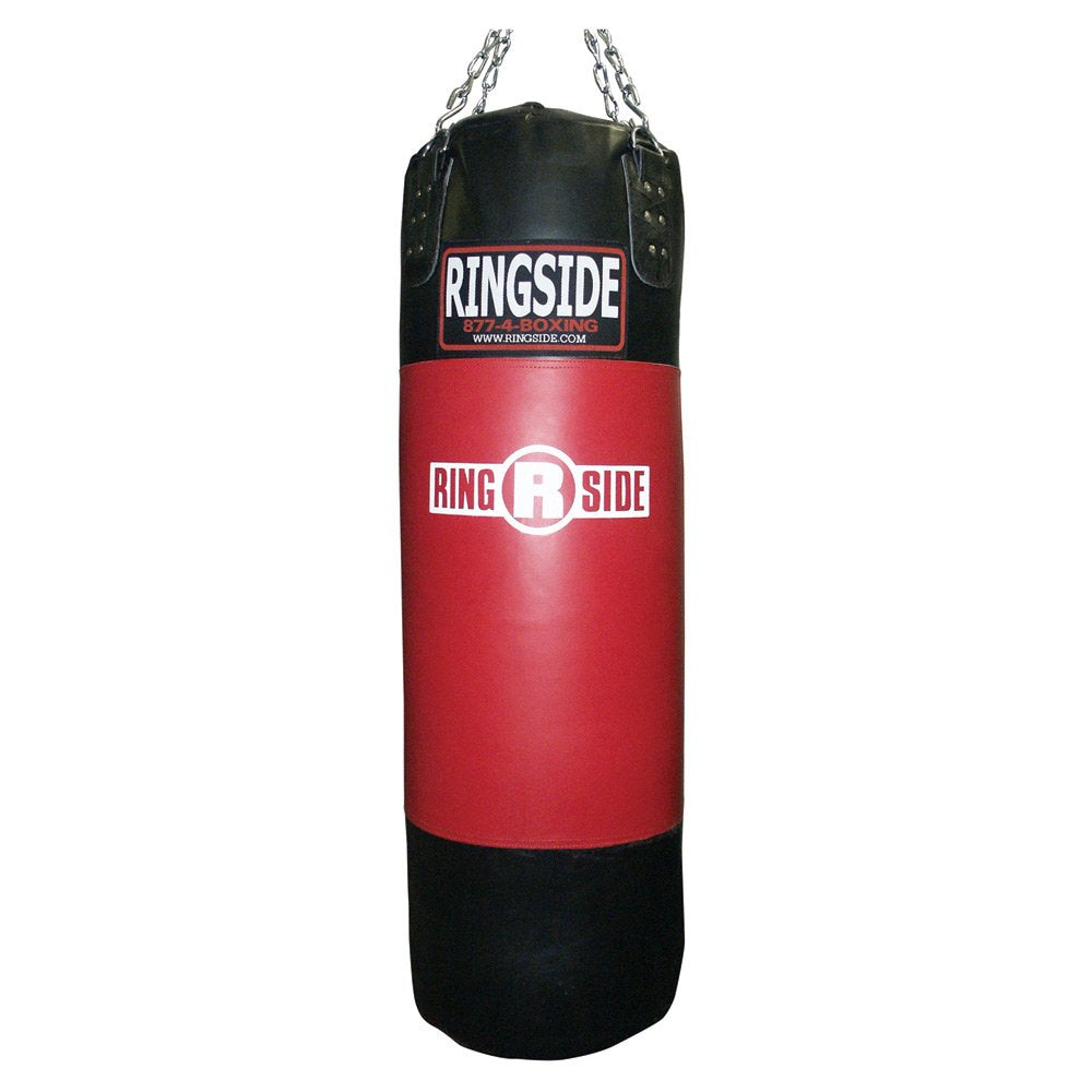 Ringside Soft Filled Leather Heavy Bag – Durable Boxing Punching Bag with D-Ring, Chain & Swivel Included – 16" x 48" – for Training, MMA & Fitness (New & Improved, 100 lb)