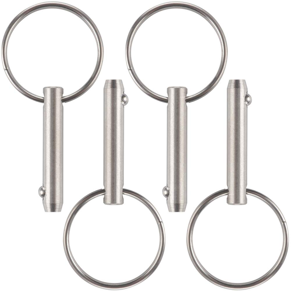 VTurboWay 4 Pcs Quick Release Pin 1/4" Diameter, Usable Length 1", Full 316 Stainless Steel, Bimini Top Pin, Marine Hardware, All Parts are Made of 316 Stainless Steel