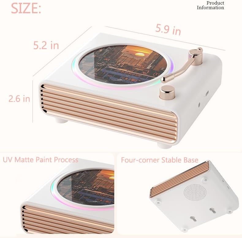 Strackvial Retro Bluetooth Speaker, Wireless Speakers with Bluetooth Desktop Music Player, Portable Record Player