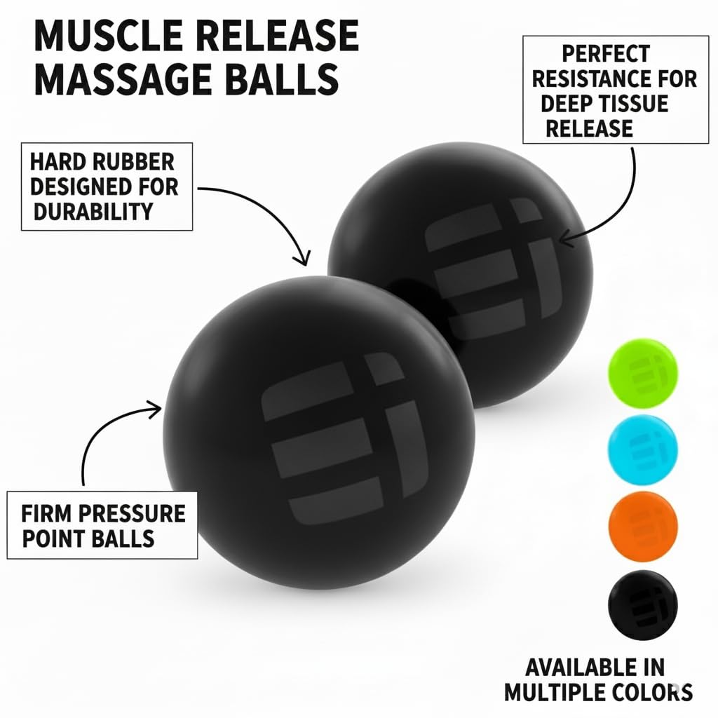 Massage Lacrosse Ball for Deep Tissue Relief - Trigger Point Therapy Ball for Plantar Fasciitis, Myofascial Release for Back, Shoulder, Foot - Massage Ball Roller - 1 Pack (Night Black)