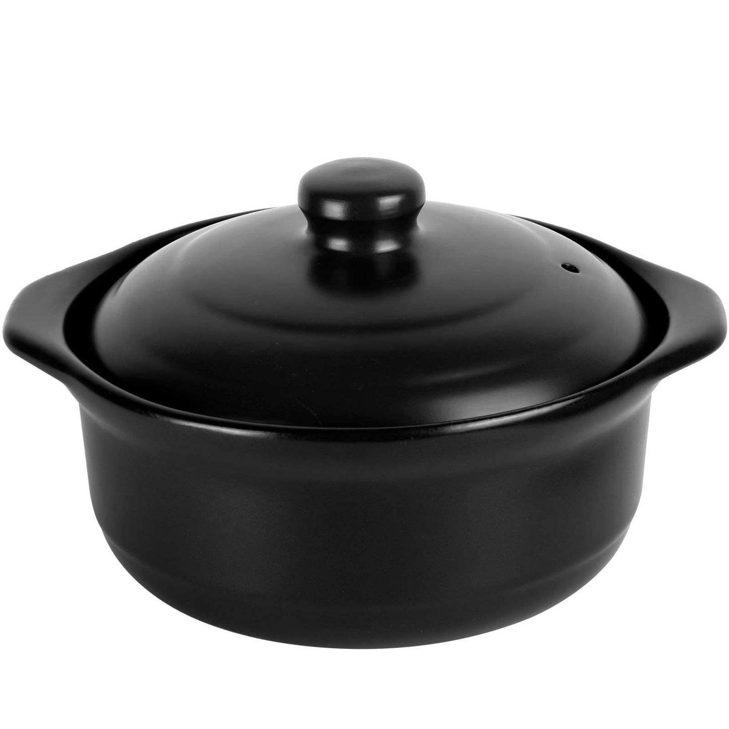 1.9 Quart Clay Pot for Cooking with Lid - Black Earthenware Pot & Olla de Barro for Korean, Soup & Rice - Non-Stick Clay Cookware for Stovetop & Oven