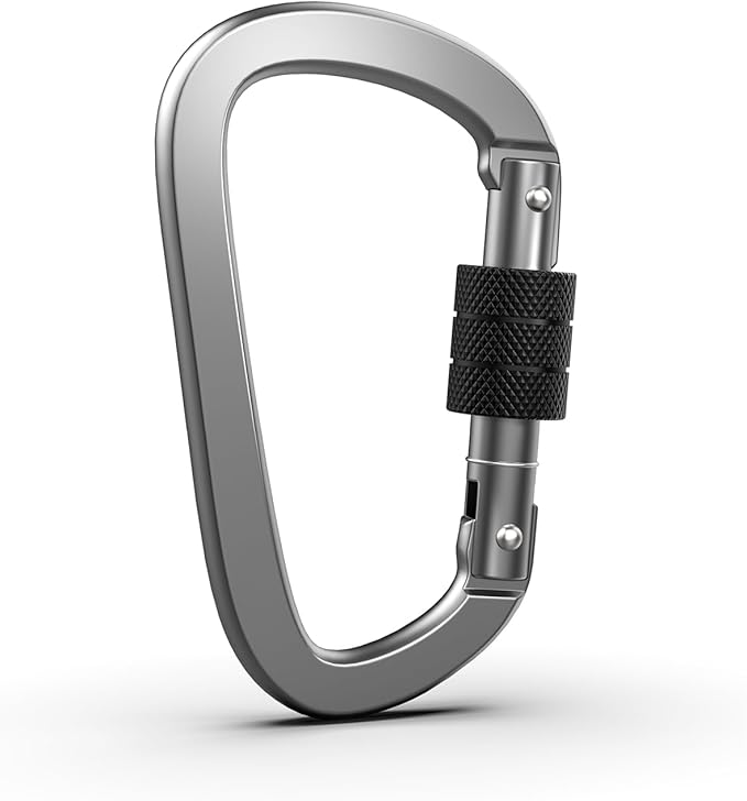 Premium Aluminum D Ring 4" Locking Carabiner Clips with Screw Gate, Set of 4, Lightweight & Durable for Hiking, Camping, Hammock, Dog Leash Harness, Keychains