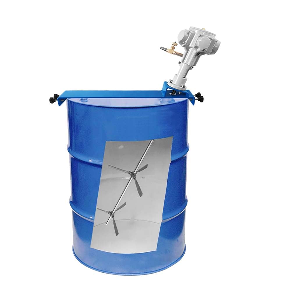 TEBILIKU 55 Gallon Closed Head Drum Mixer 3/4HP Material Viscosity for 1-5000CP Pneumatic Tank Paint Stirring Air Agitator Foldable Blade for Paint, Ink, Chemical Material
