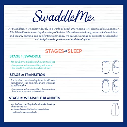 SwaddleMe Original Organic Swaddle 2-pk, 100% Organic Cotton Adjustable Baby Wrap, Small (0-3 Months, 7-14 lbs, up to 26"), Chasing Rainbows