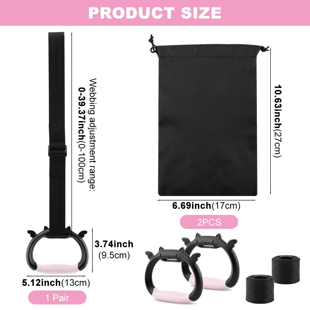 Kakalote Gymnastics Rings, Pull up Rings with Adjustable Strap Load Bearing 550lb, Gymnastics Ring Indoor Outdoor Pull-up Bar Strength Training Rings for Home Exercise