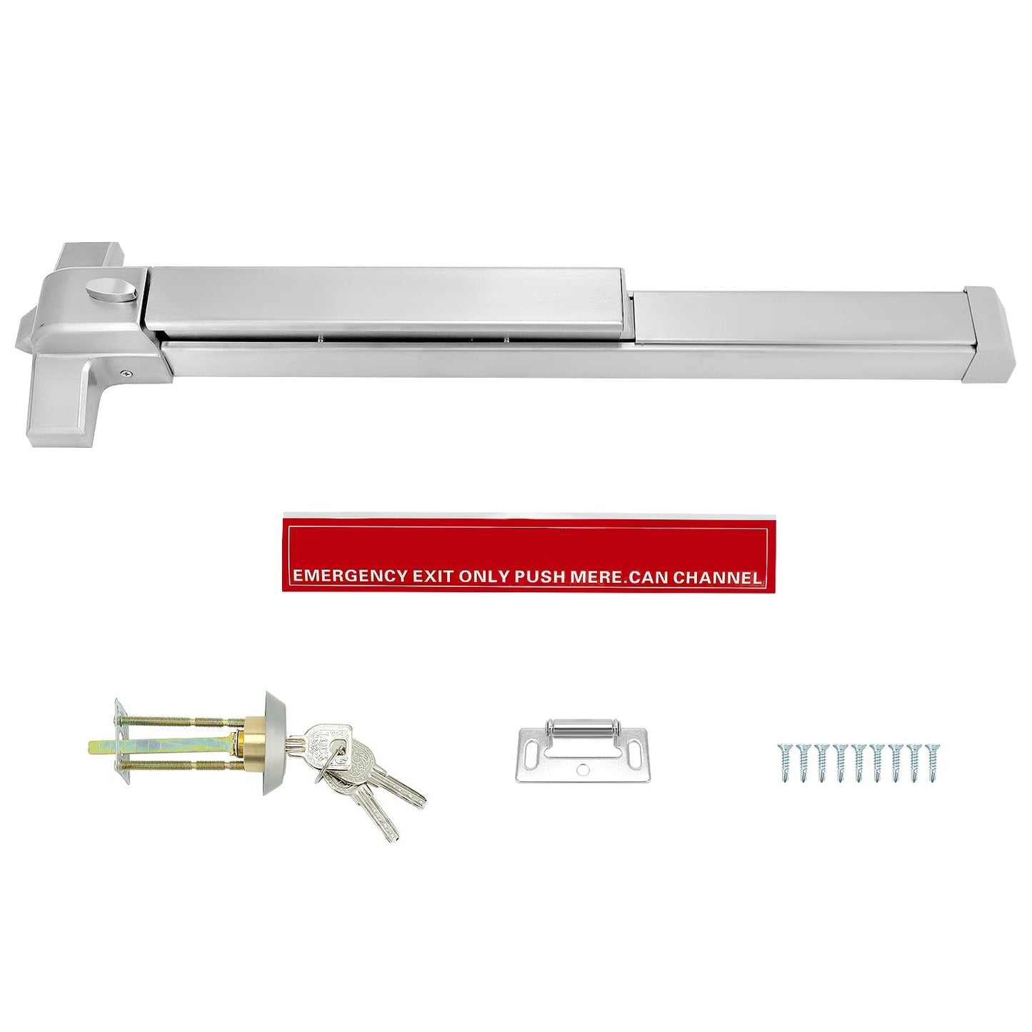 QWORK Door Security Bar, Heavy-Duty Steel Push Bar Emergency Exit Door Device with Fire-Proof Lock and Lever, Push Up Bar, Door Security Devices