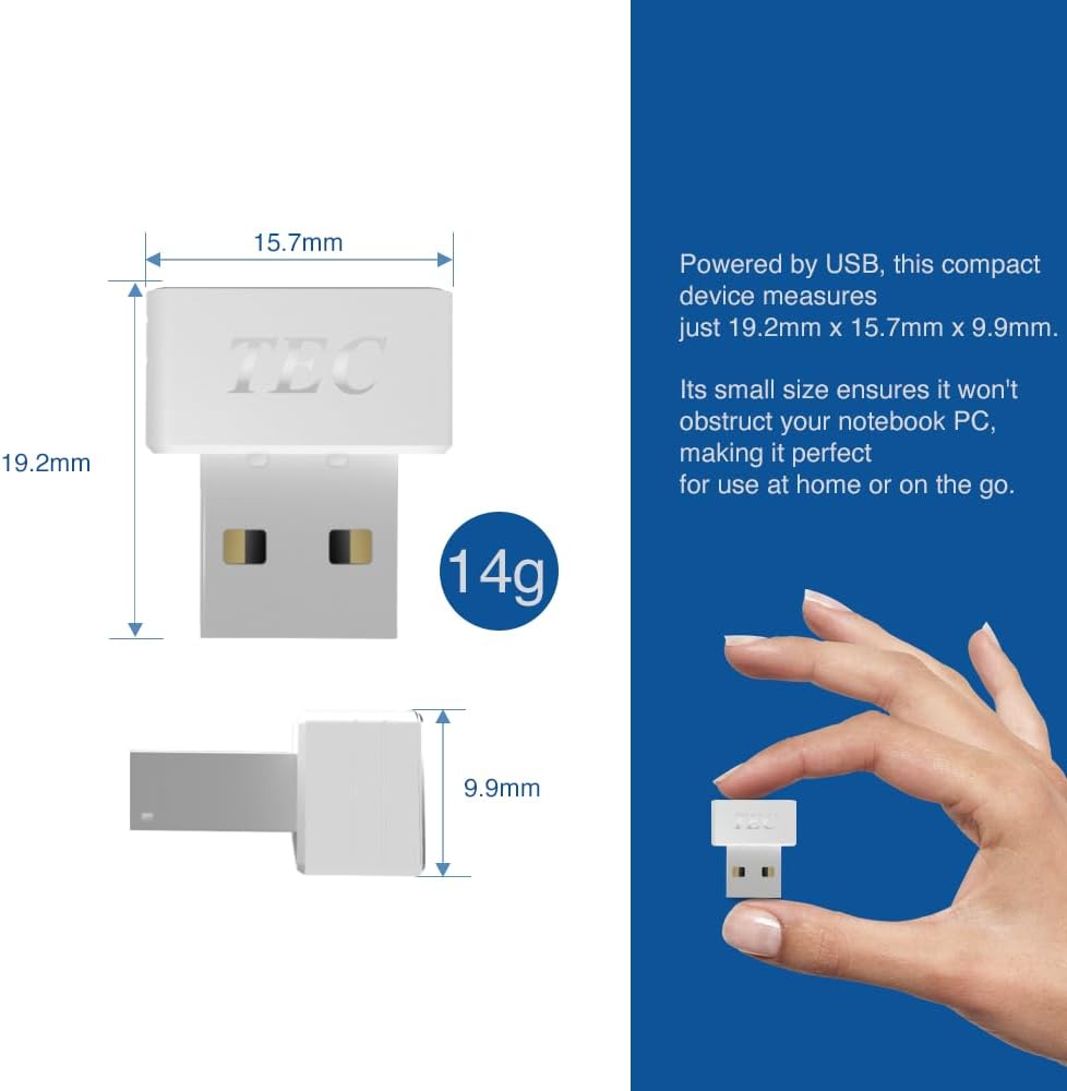 TEC TE-FPA4-MC 360 0.23s SecureTouch USB Fingerprint Reader with ESS Enhanced Sign-in Security Match-On-Chip