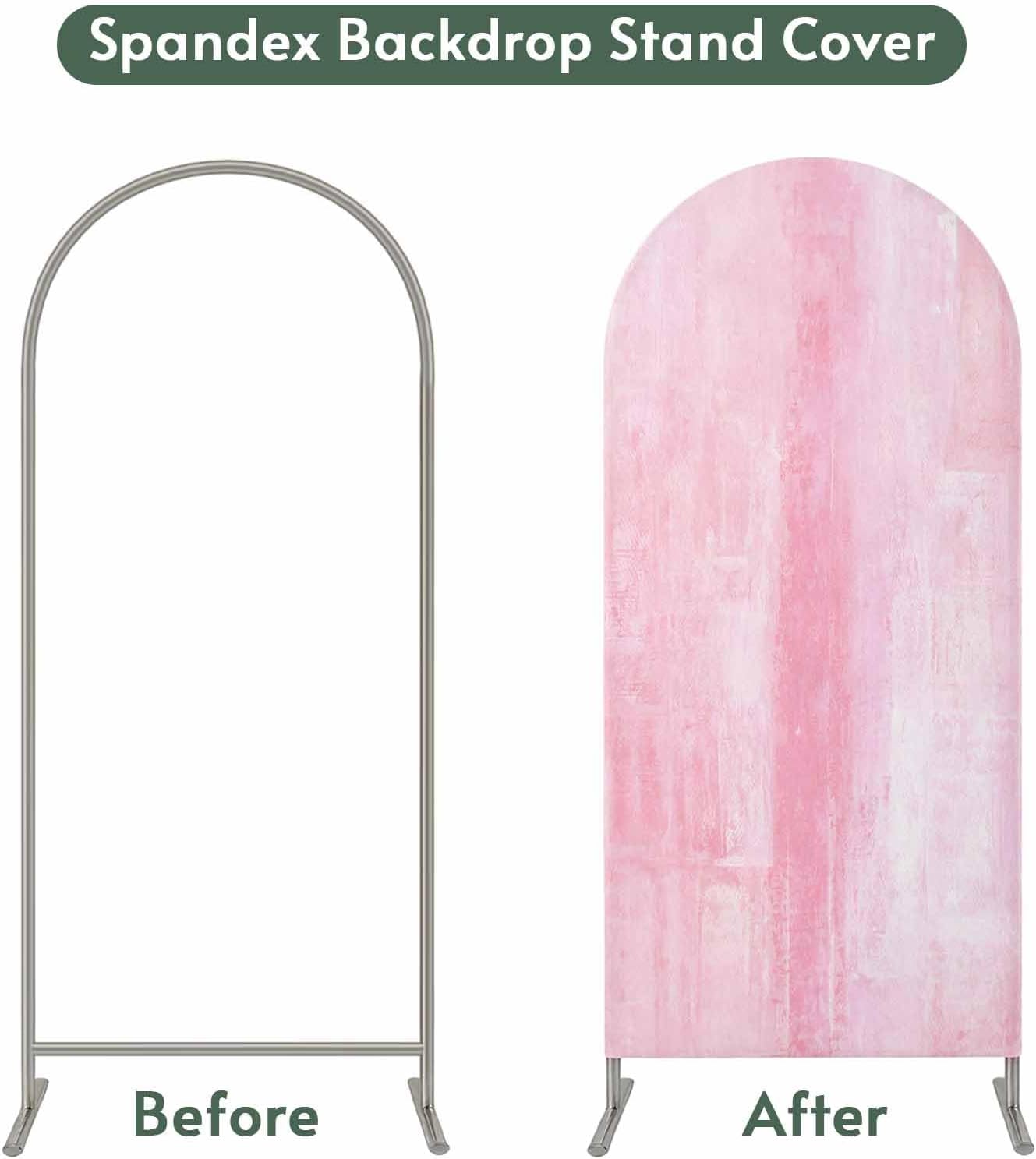 Jnbasdffb 7.2 Pink Wedding Arch Cover,Stretchy Spandex Arch Backdrop Stand Covers FT,Retro Oil Painting Modern Abstract