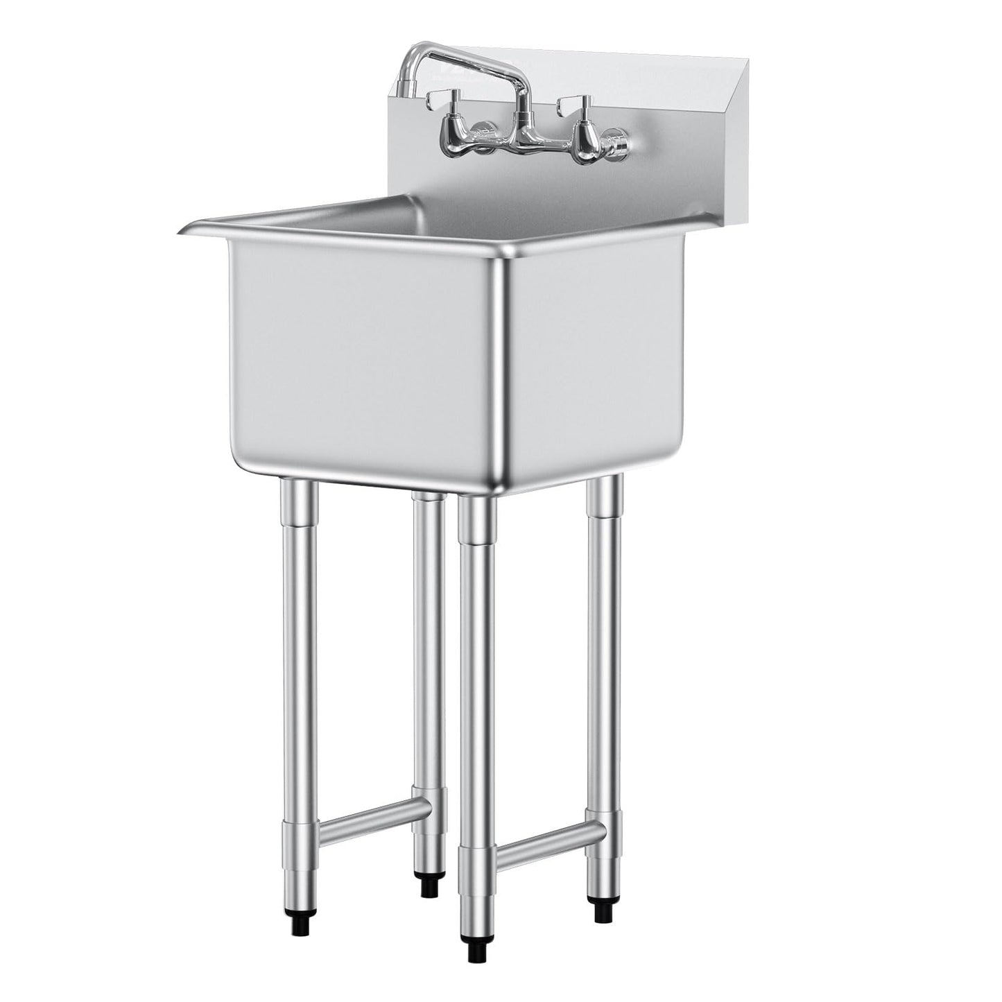 VEVOR Stainless Steel Prep & Utility Sink, 1 Compartment Free Standing Small Sink Include Faucet & legs,commercial Single Bowl Sinks for Garage, Restaurant, Kitchen, Laundry