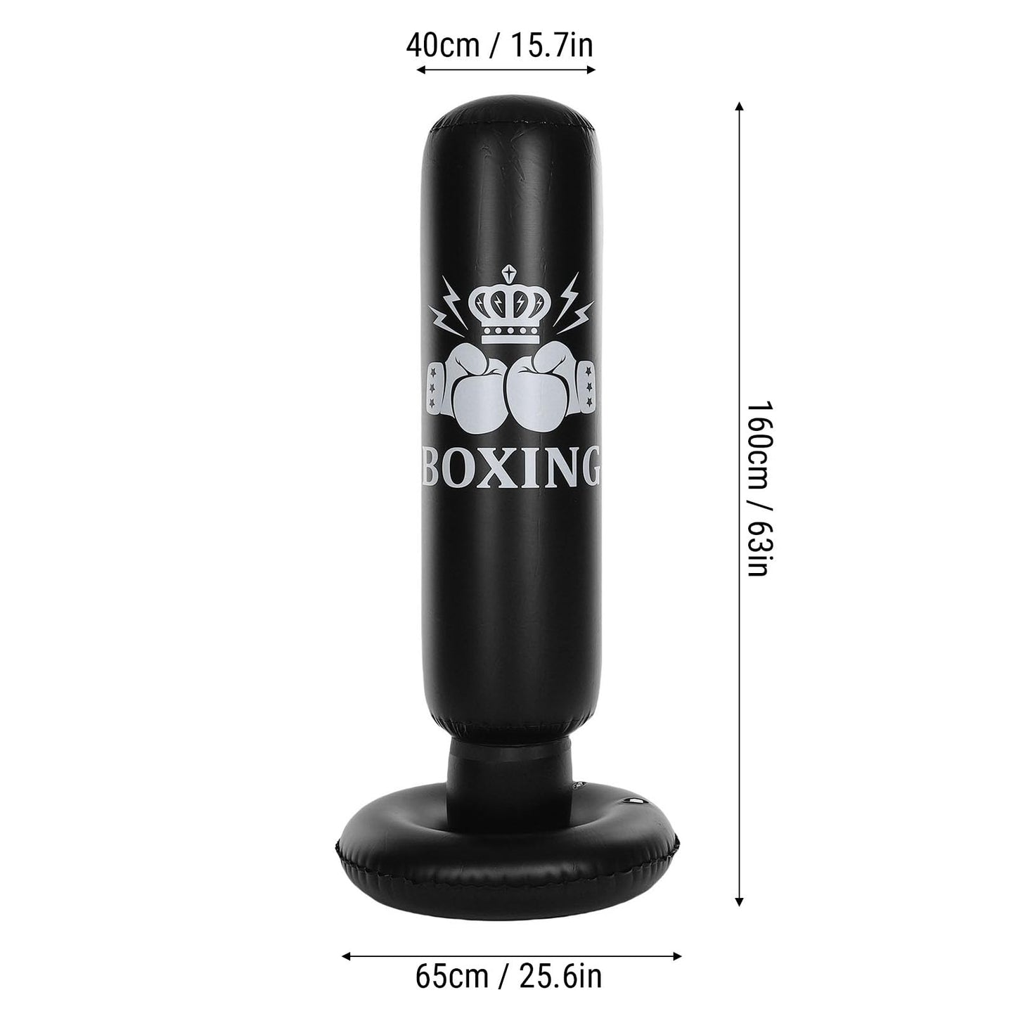 ALIESTFDNO Punching Bag Boxing Bag Kids Punching 63in Inflatable Freestanding Dummy, Foldable Boxing Equipment Toy for Karate Taekwondo MMA Training Indoor Outdoor (Black)