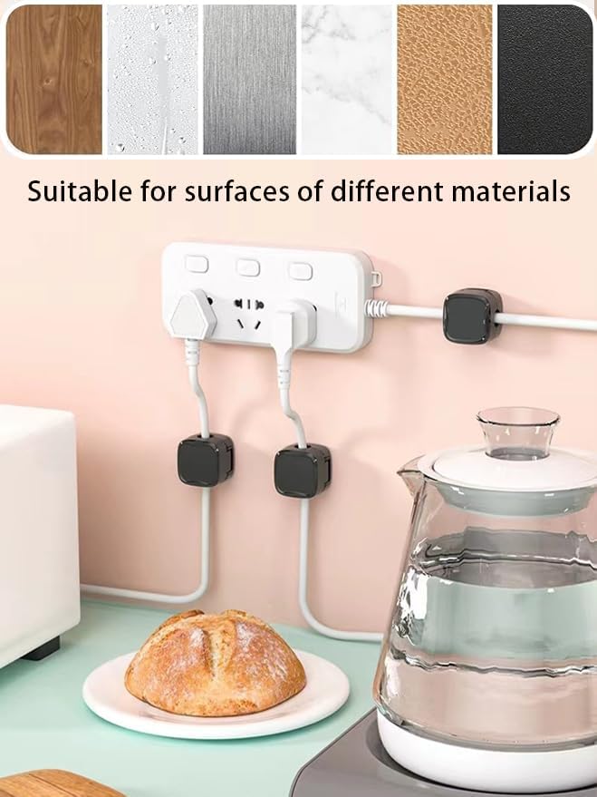 Befunu Set: 6Pcs 6Pcs Under Desk Cable Management Adhesive Magnetic Cable Clips & Silicon Cable Ties, Wire Holder