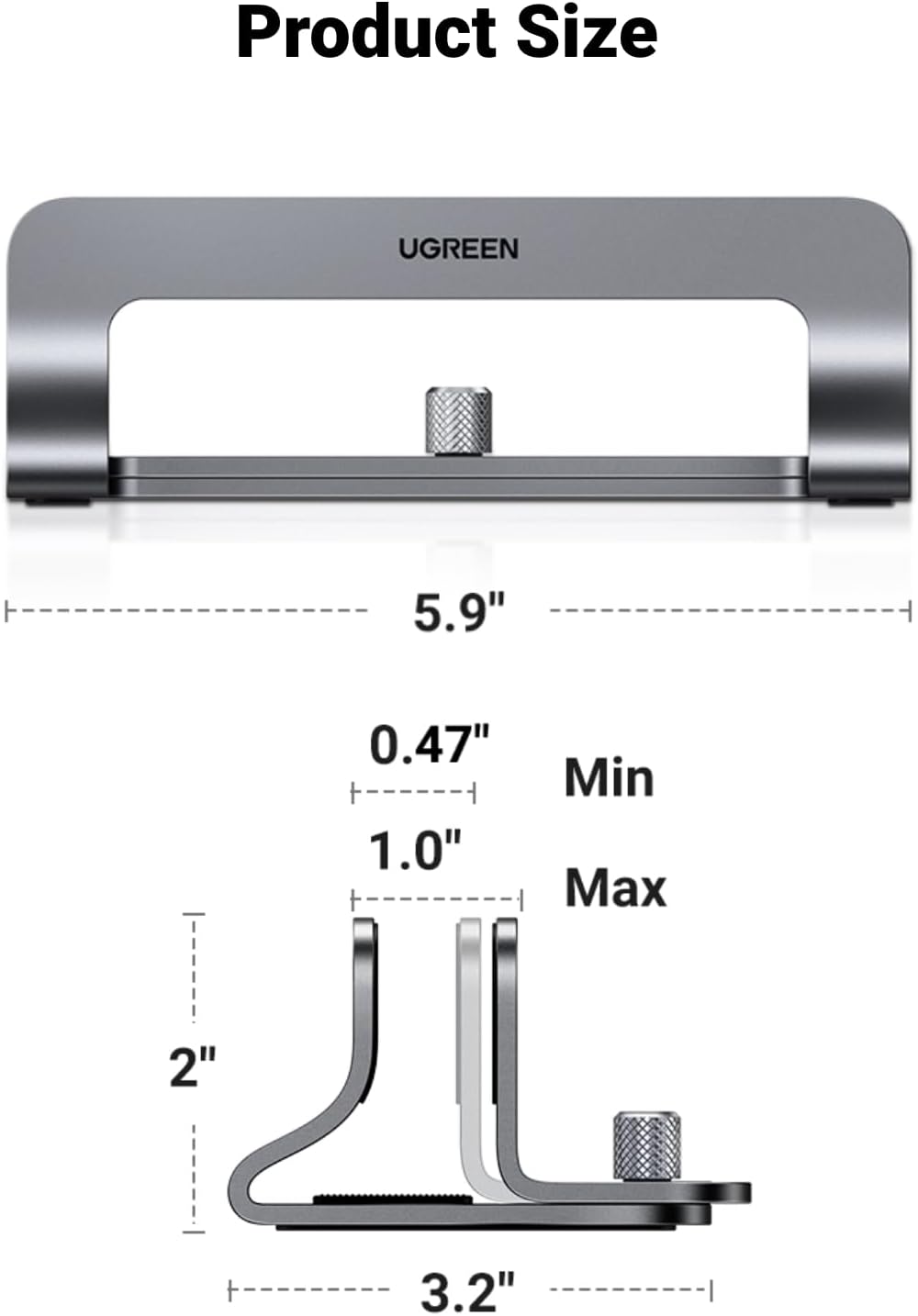 UGREEN 17.3 Inch Vertical Laptop Stand Holder for Desk Compatible with MacBook Pro, MacBook Air Stand Vertical Aluminum
