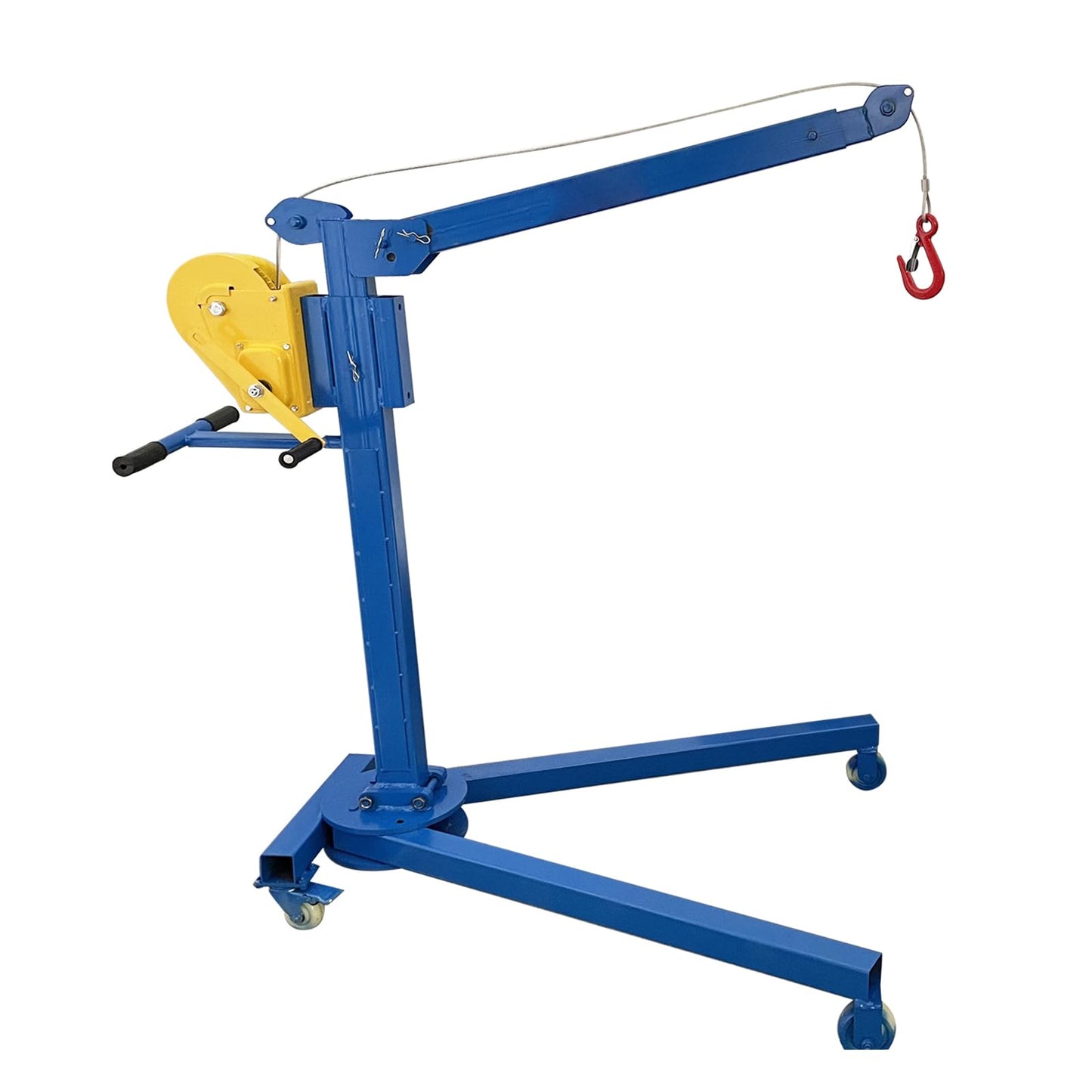 JARYANNIX Portable Folding Mini Crane Small Hoist Heavy-Duty Manganese Steel Lift with Rolling Casters for Construction, Warehousing Truck Loading 1100LBS Capacity