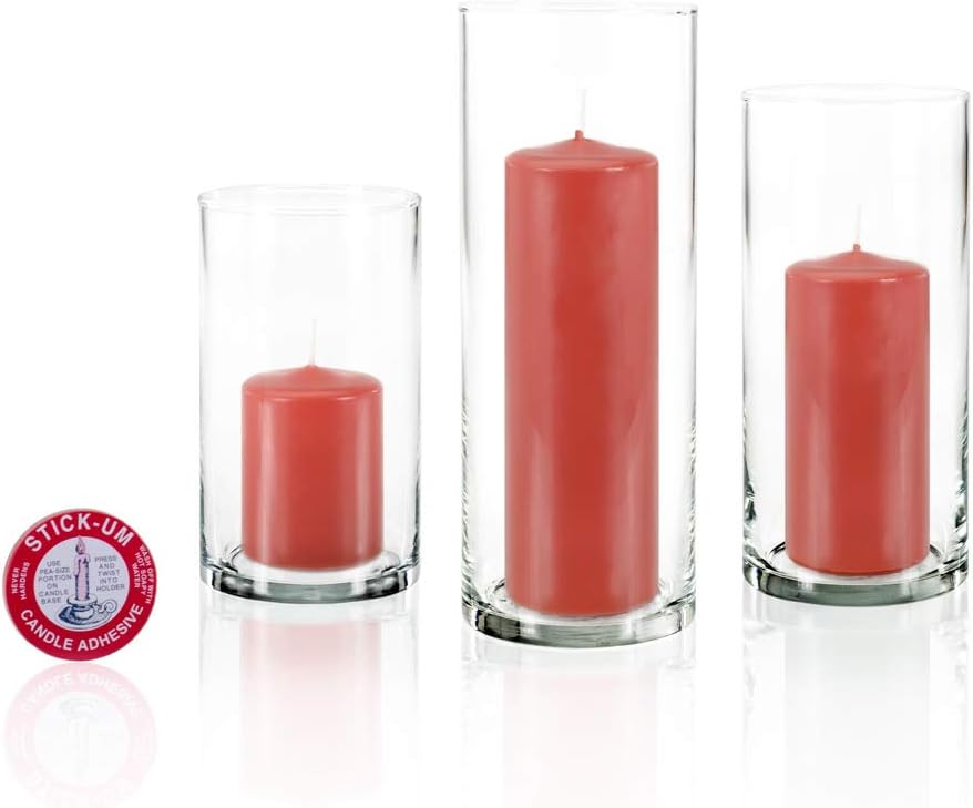 yummi Set of 12 Slim Pillars and Cylinder Vases - Brick