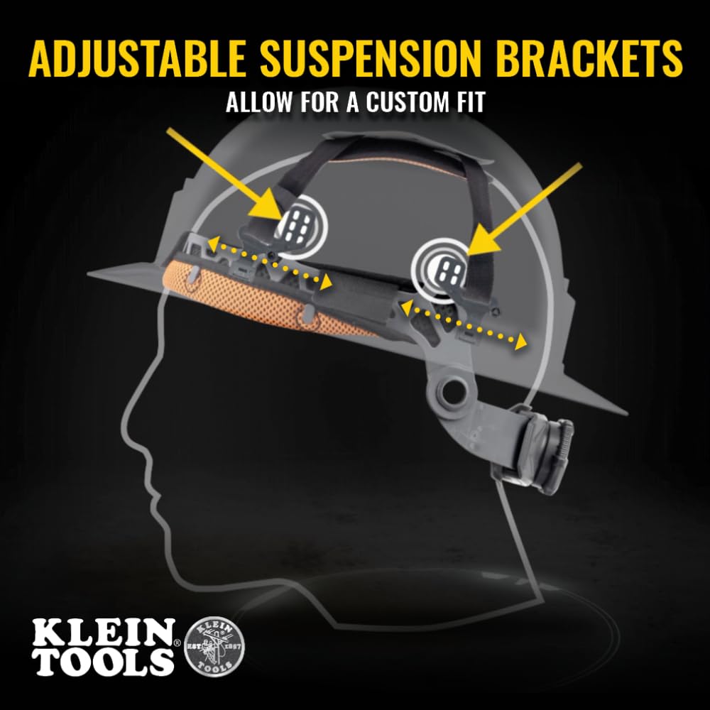 Klein Tools 60514 Hard Hat, K12 Series Carbon Fiber Full Brim, Rechargeable Headlamp, Vented, Class C, Type 1, Spartan