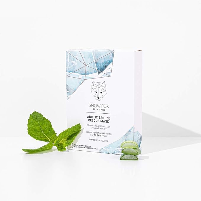 Snow Fox Skincare Arctic Breeze Rescue Mask with Peppermint & Aloe Vera Juice, 1 Pack