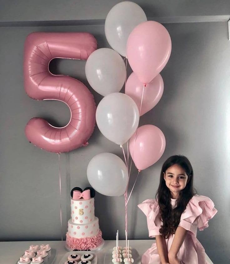Pearlescent Pink Number 7 Balloon - 40 Inch Giant Foil Balloon for 7th Birthday Party Decorations