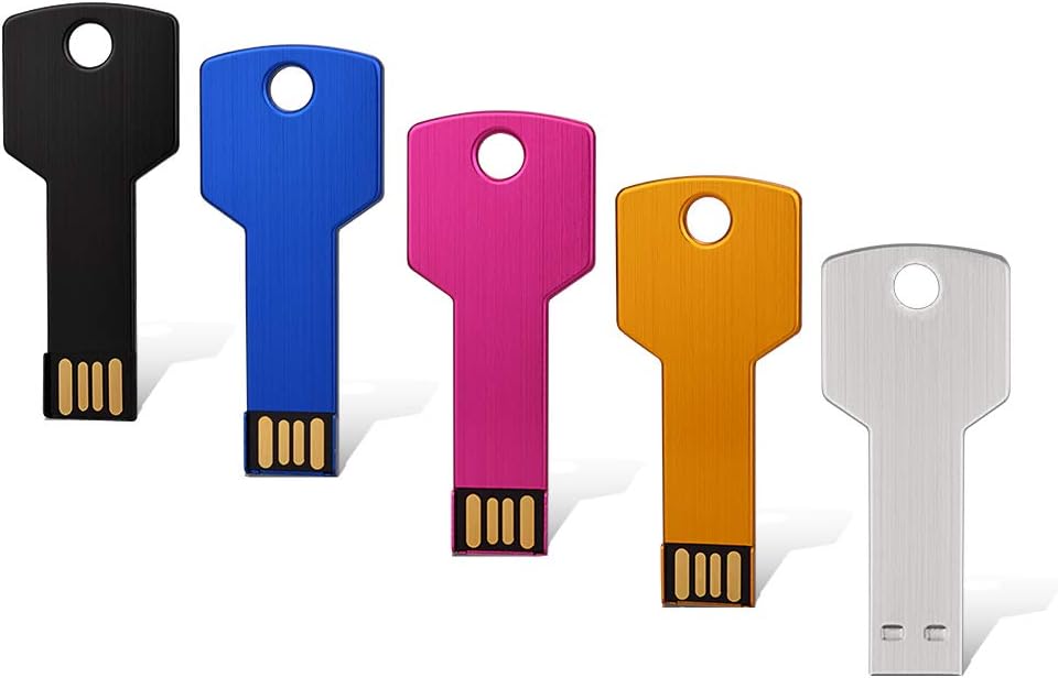 K&ZZ 16GB 5 Pack, USB2.0 16G Key Shape USB Flash Drive Metal Thumb Drive Flash Disk Memory USB Stick Expansion Disk