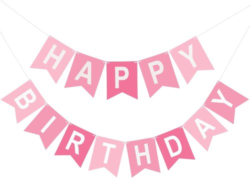 Happy Birthday Banner - Pre-Strung Party Decoration for All Ages | Pink Hanging Sign