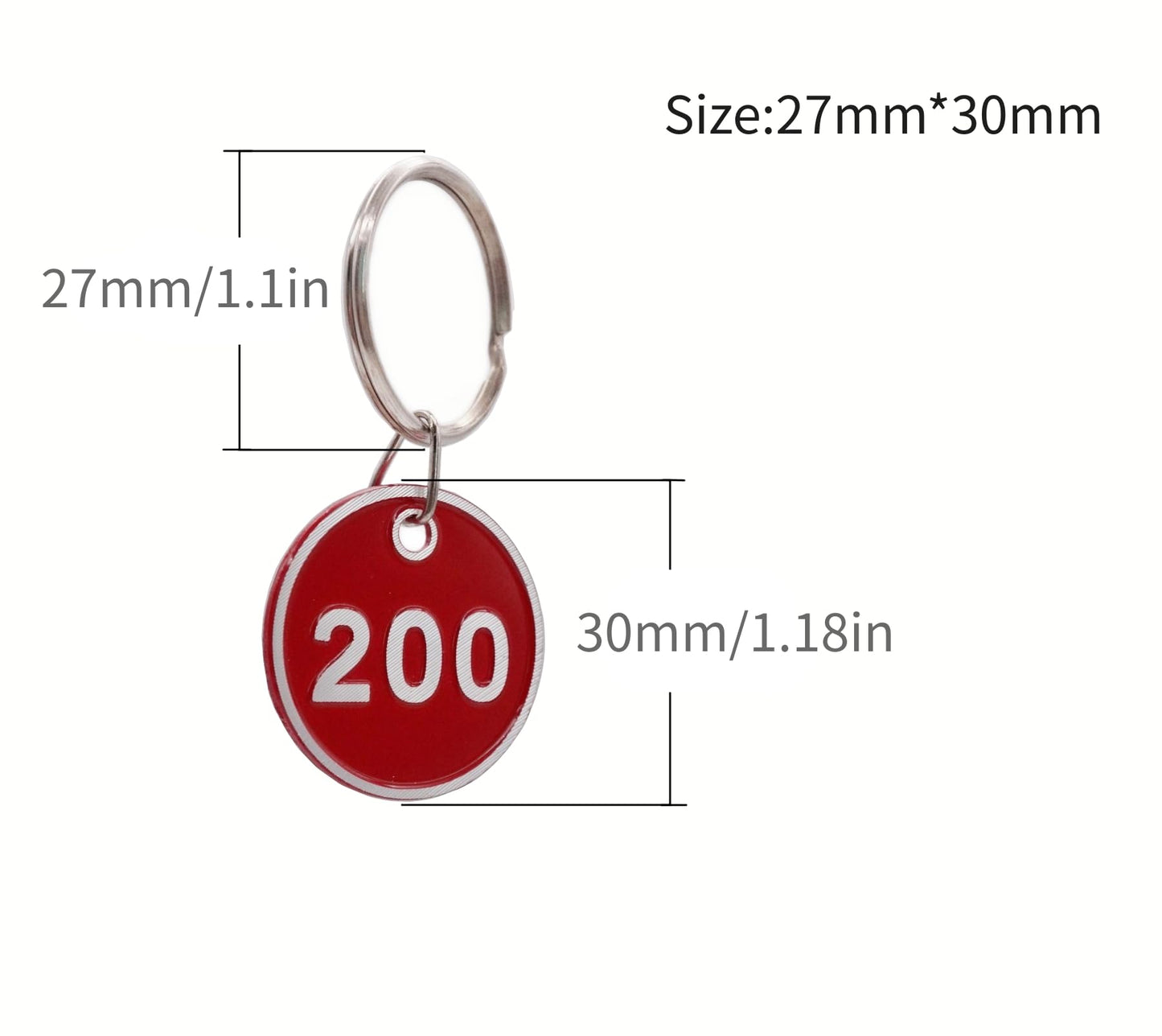 NumRealm Aluminum Alloy Metal Number Key Tag Set - Numbered ID Tags Key Chain with Rings - Blue 1 to 200