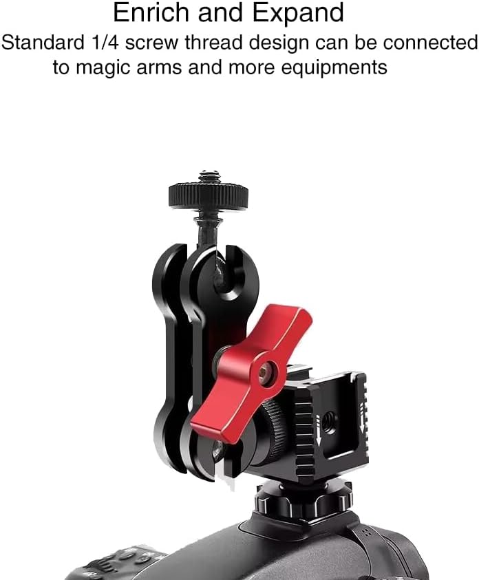 3 1/4"-20 Port Cold Shoe Mount with Thread for Camera Cage Flash LED Monitor Microphone etc., Aluminum Camera Triple