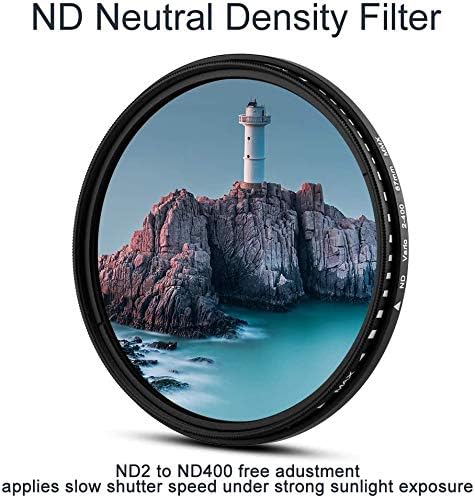 Sedremm 62mm Filter(ND2-ND400),Macro Set(+1,+2,+4,+10),Lens Hood,3 1 Lens Filter Accessories Kit:UV CPL Adjustable ND