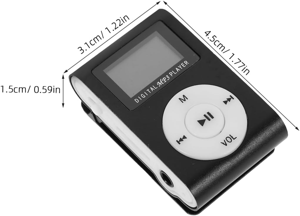 Gadpiparty Mp3 Clip Player Mini USB Music Player with LCD Screen Support Micro Card Rechargeable Battery Compact Design