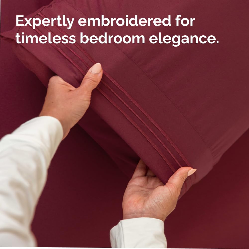 Skiennix Body Pillowcases Set of 2 | Soft 20x54 Long Pillow Covers for Side Sleepers - Burgundy, Wrinkle-Free & Machine Washable