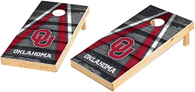 Wild Sports NCAA College 2' x 4' Wood Direct Print Tournament Cornhole Set, 8 Bean Bags, Vintage Triange Design - Tailgate, Outdoor, Backyard