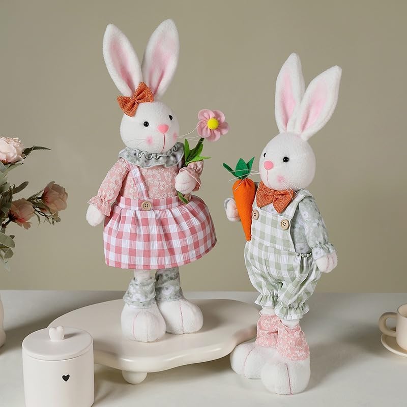 Stretch Legs Easter Bunny Plush Decoration - Adorable Figurine for Spring Home Decor | Green