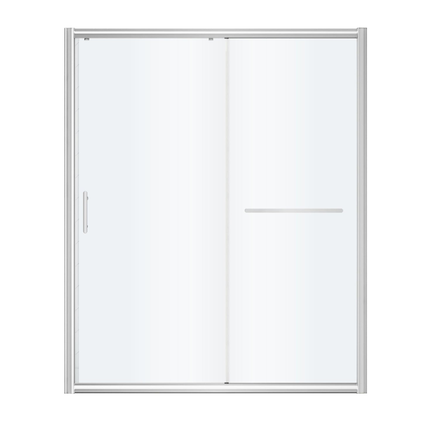 FELYL Frosted 72" Sliding Shower Door 67-72" W x 72" H, Chrome Finish, Single Sliding Door, Framed, 1/4" (6mm) SGCC Tempered Glass, Reversible Installation