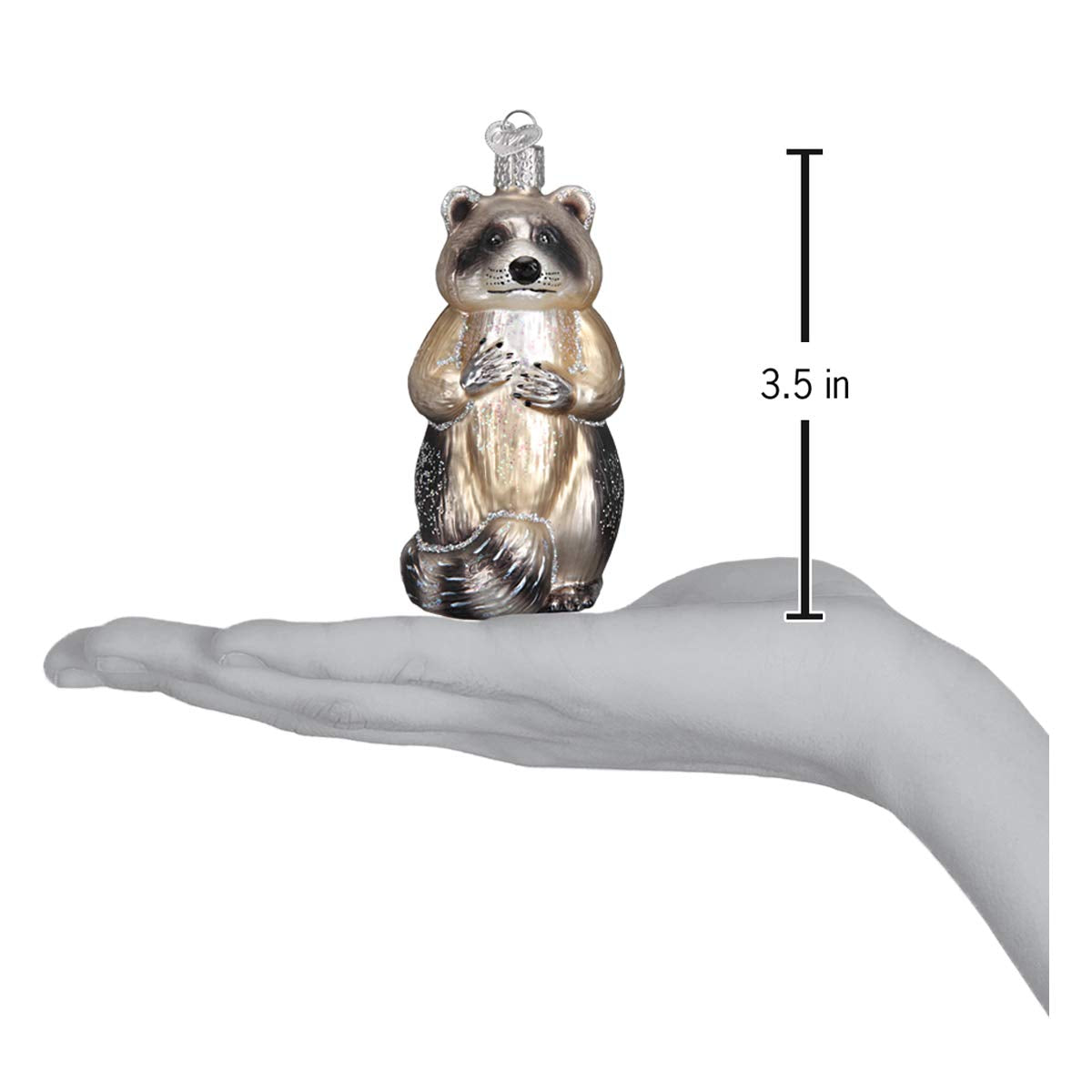 Old World Christmas Raccoon Glass Blown Ornament for Christmas Tree, Handcrafted Holiday Decoration, Wildlife Animal Collection