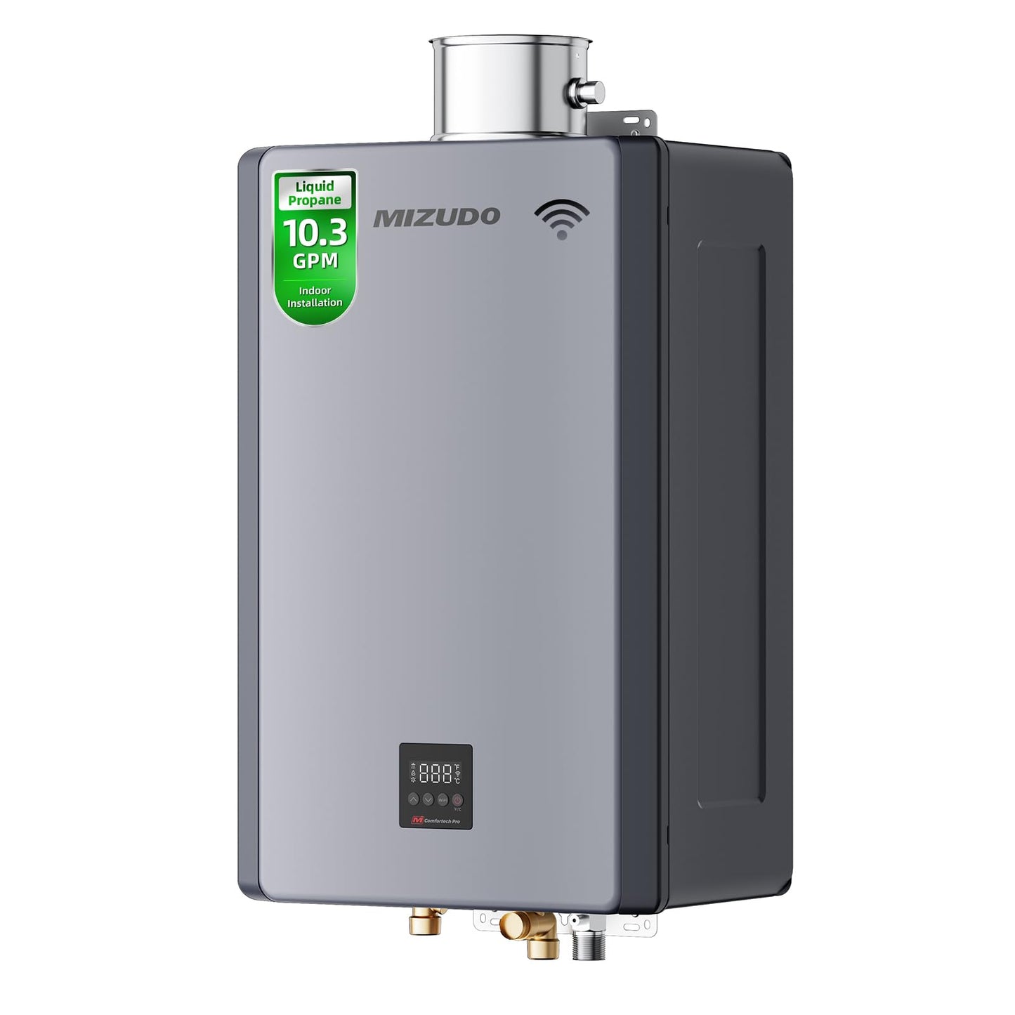 MIZUDO Tankless Water Heater Propane, 199,000 BTU, Indoor Installation, Max 10.3 GPM, WiFi&APP Control, CSA Certified Non Condensing, High Efficiency for Large Families Residential Whole House